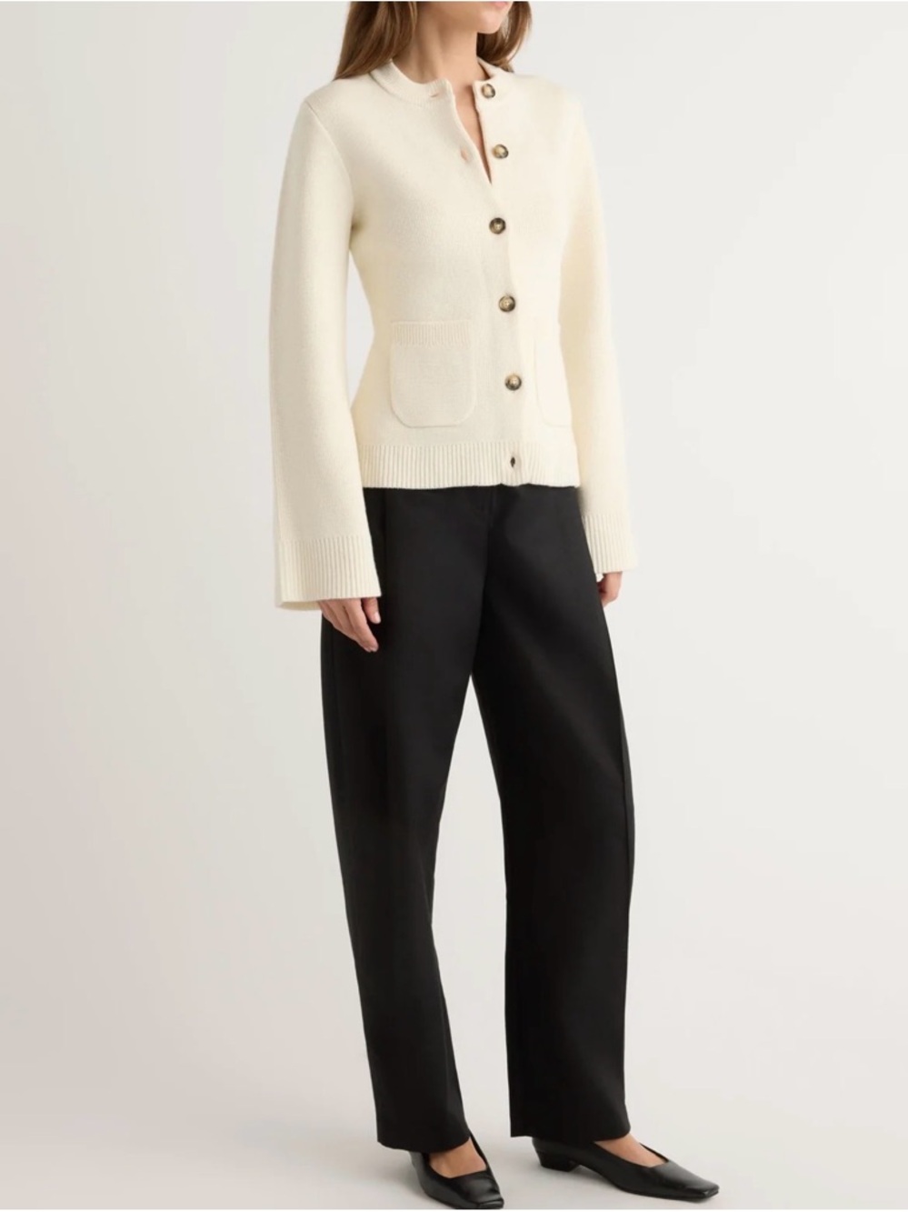 Modern Citizen Eames Organic Cotton-Wool Cardigan in Cream size large - Picture 2 of 8